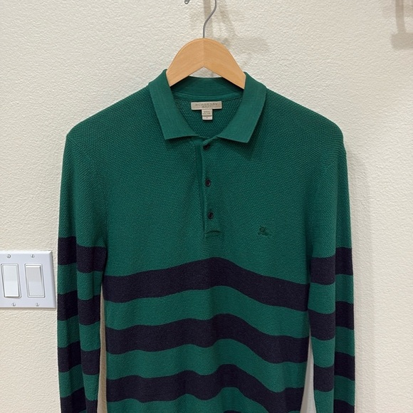 Burberry Green and Black Striped Button Down Shirt - Picture 2 of 7